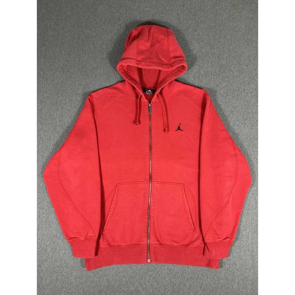 Jordan Jumpman Full Zip Hoodie Men's Red Fleece Lined Basketball Sweatshirt L